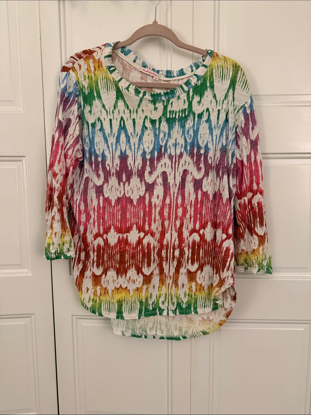 fresh produce Multicolor Ikat-Pattern Long Sleeve Top